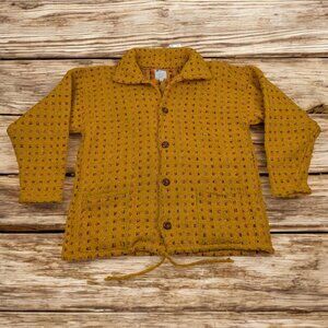 Bolivian Imports By Lucy Hand Made Wool Sweater / Jacket Yellow Women's Sz Small